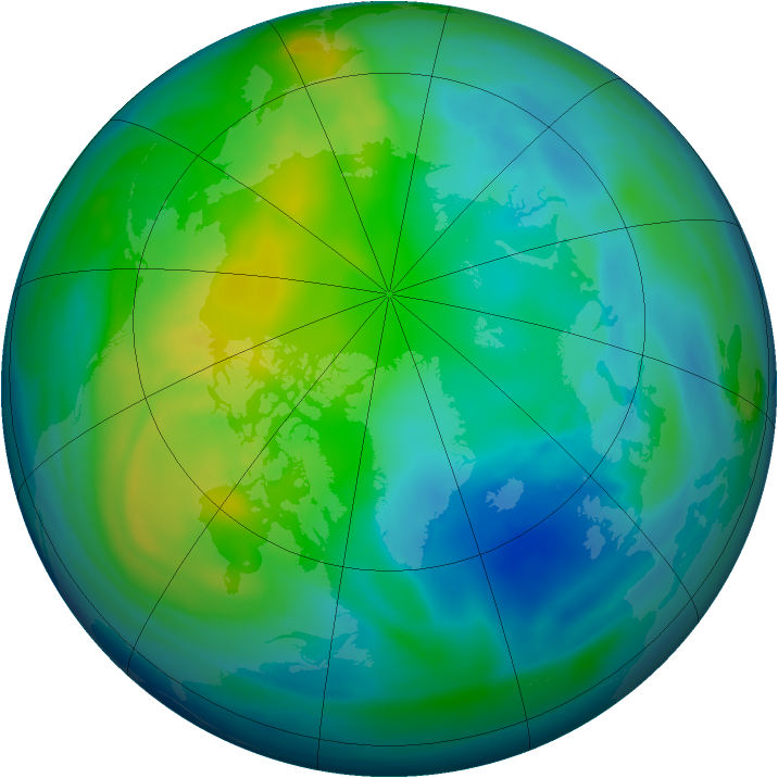 Arctic ozone map for 01 November 2006